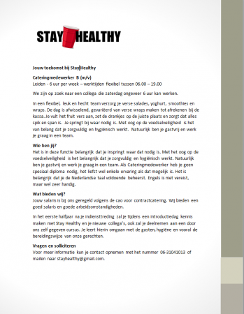 Vacature cateringmedewerker
